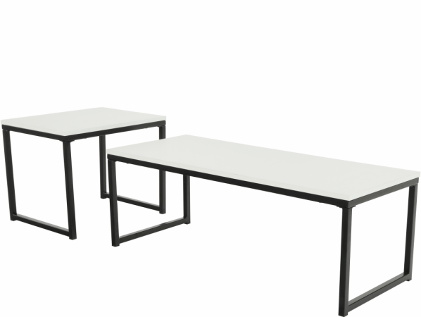 Set 2 konferenčních stolků KASTLER TYP 2, matná bílá / černá