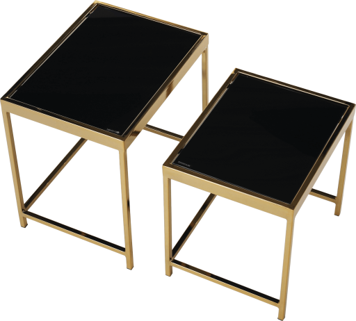 Set 2 konferenčních stolků VITOR, gold chrom zlatá/černá