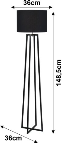 Stojací lampa, černá, látka/kov, QENNY TYP 17 LF8574