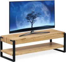 TV stolek 120x44x40 cm, MDF dekor divoký dub tloušťka 100 mm, nohy kov černý mat.