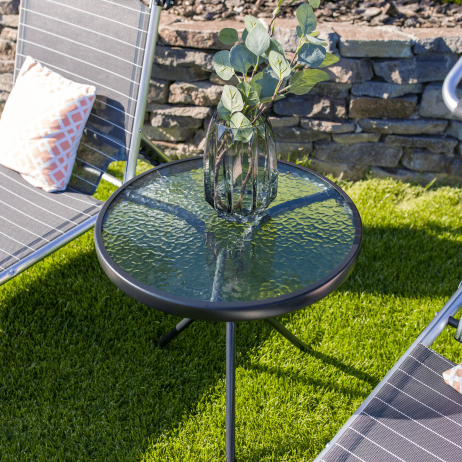 Zahradní příruční stolek HABIR, ocel / tvrzené sklo