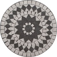Zahradní stůl, deska z šedé keramické mozaiky, šedá Antik kovová konstrukce