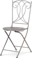 Zahradní židle, šedá keramická mozaika, šedá Antik kovová konstrukce
