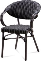 Zahradní židle, kov hnědý, umělý ratan černý