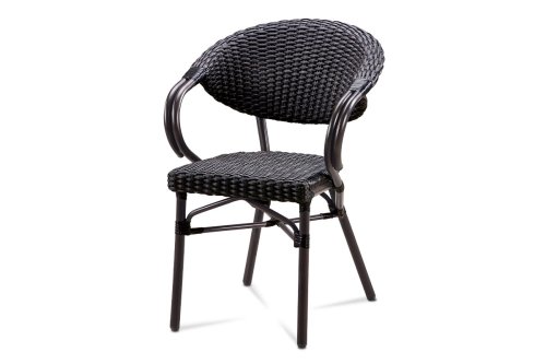 Zahradní židle, kov hnědý, umělý ratan černý