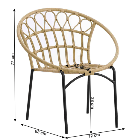 Zahradní židle ELDIA, přírodní / černá