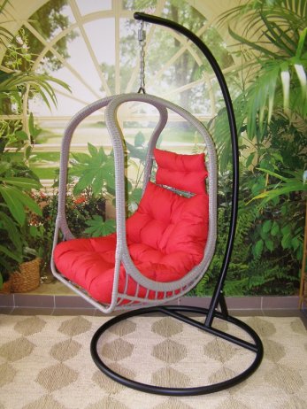 Závěsné relaxační křeslo GREY - červený sedák